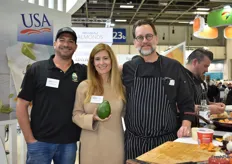 Chris Gonzalez and Desiree Pardo Morales with WP Produce are exhibiting at Fruit Logistica for the first time. Tropical avocados are a key item for the company. To the right is Kurt Fleischfresser, Chef at the USA Pavilion.